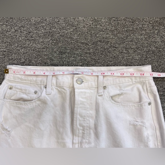 Pistola High Rise Straight Leg Jeans White Distressed Raw Hem Size 28 Button Fly - Picture 10 of 11